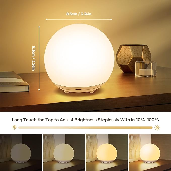 Night Light for Kids, USB Rechargeable Beside Lamp with Dimmable,Warm Light,7 Colors Changing,Touch Control, 0.5/1Hour Timer for Nursery, Baby,Bedroom,Camping