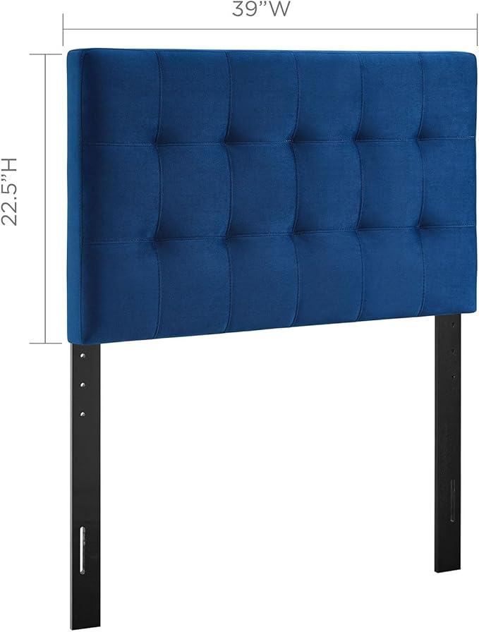 Modway Lily Biscuit Tufted Twin Performance Velvet Headboard, Navy