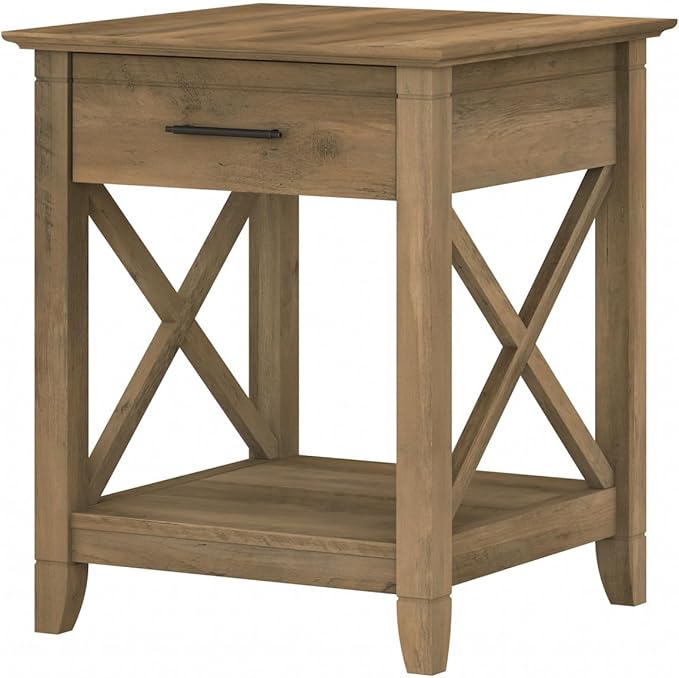 Bush Home End Table with Drawer, Nightstand with Storage, Living Room and Bedroom Furniture, Key West Collection, Reclaimed Pine