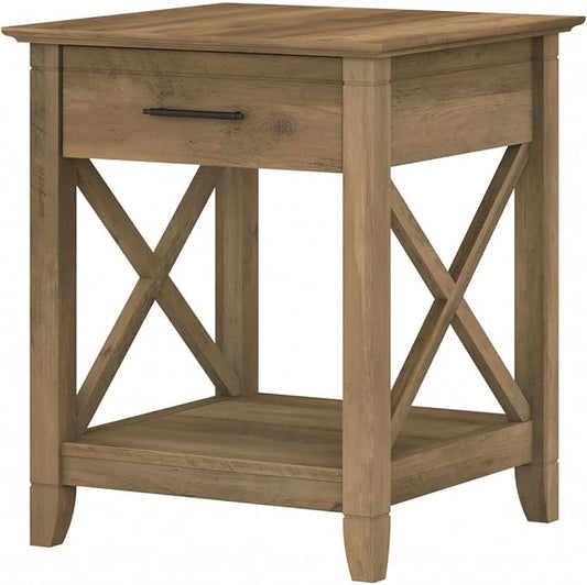 Bush Home End Table with Drawer, Nightstand with Storage, Living Room and Bedroom Furniture, Key West Collection, Reclaimed Pine