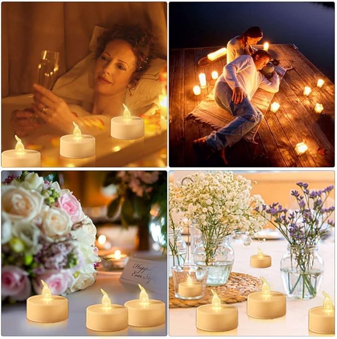 LED Tea Lights Candles- 100PACK Warm White Flameless Candles Realistic and Bright Flickering Long Lasting 200Hours for Holiday Celebration,Party,Home Decoration Warm Yellow,Battery Operated