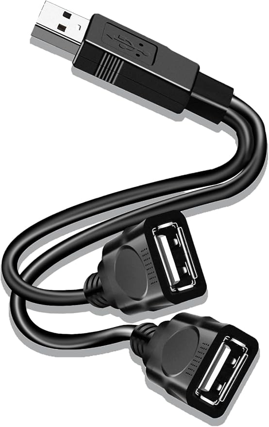 USB Splitter 1 in 2 Out for Laptop,Male to Dual USB Female Jack Y Splitter Hub Power Cord,USB 2.0 Cable for Data Transfer and Charging(Black)