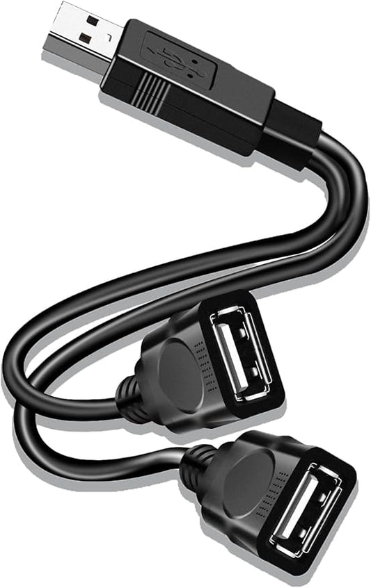 USB Splitter 1 in 2 Out for Laptop,Male to Dual USB Female Jack Y Splitter Hub Power Cord,USB 2.0 Cable for Data Transfer and Charging(Black)