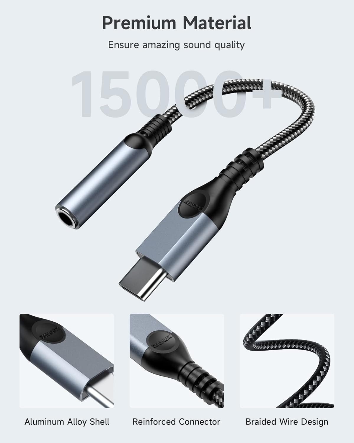 ZOOAUX USB Type C to 3.5mm Headphone Jack Adapter, Audio USB C to Aux Cable for Pixel 4 3 2 XL, Samsung Galaxy S22 S21