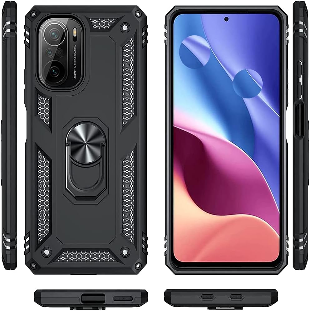 for Xiaomi Poco F3 Case/Redmi K40 Case/K40 Pro Case with Glass Screen Protector [2 Pack], Heavy Duty Dual Layer Armor