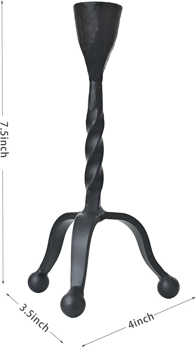 Black Taper Candle Holder Set of 2,Vintage Candle Sticks Holder Decor,Wrought Iron Candle Holder for Table Centerpiece,Halloween,Wedding,Christmas