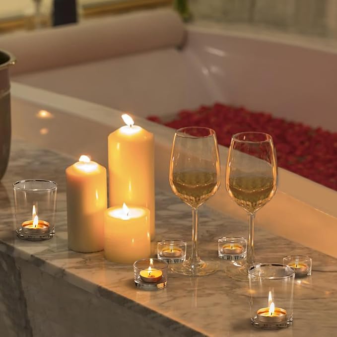 12pcs Assorted Votive Candle Holders, Clear Glass Candle Holder for Floating Candles, Tealight Candle Holder for Table Centerpiece, Wedding and Party Decor