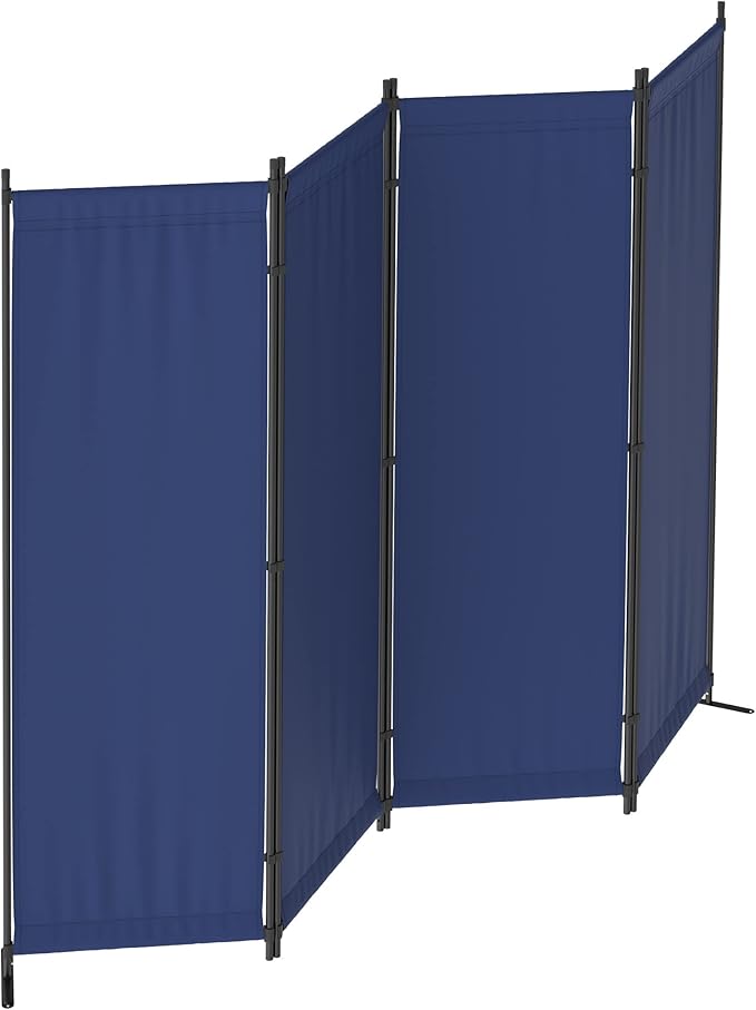 Morngardo Room Divider, Folding Privacy Screens, 4 Panel Room Partitions, 88" Foldable Wall Dividers, Portable Separating for Home Office Bedroom Dorm Decor (Blue)