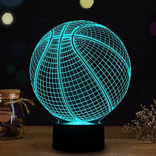 Wiscky Basketball 3D Illusion Lamp, LED Night Lights for Kids Birthday Gift 7 Color Changing Touch Switch Xmas Decoration Nightlight Children Room Bedroom Decorations Toys for Sports Theme Fans