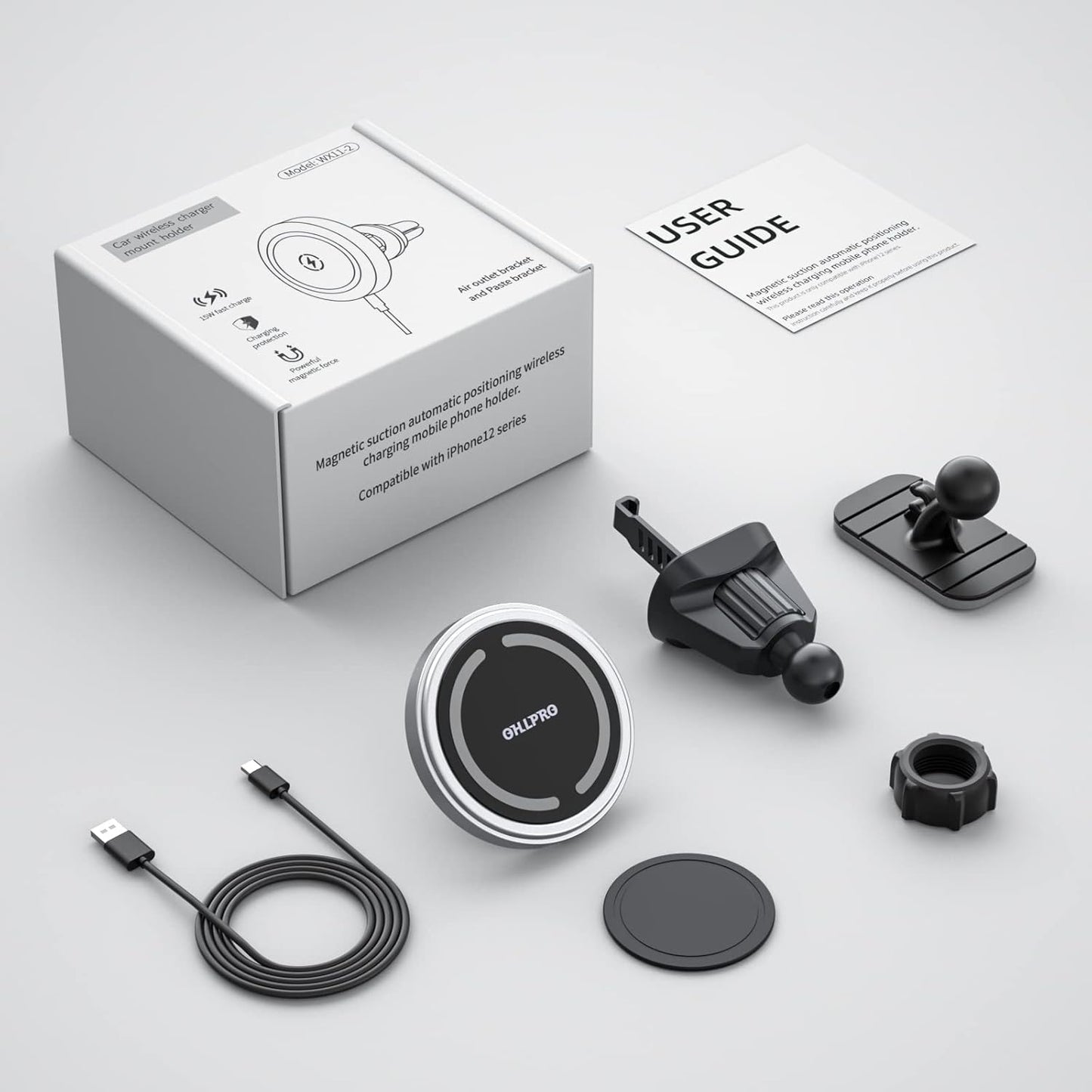 Magnetic Wireless Car Charger Compatible with MagSafe - 360° Adjustable Air Vent Mount for iPhone 12/13