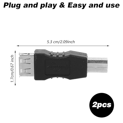 2 Pcs 2.0 A Female to USB B Male Printer Converter - USB A to B Adapter - AF/BM Adapter