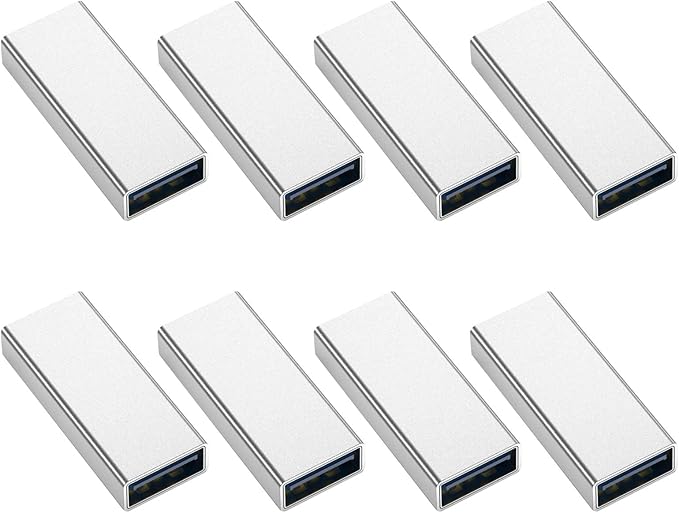 8Pack USB Female to Female Adapter for Connecting Two USB Male Ends Devices,Usba Extension Connector Compatible with MacBook Pro/Air, IPad Pro Google Pixel,Apple Etc.（Silver）