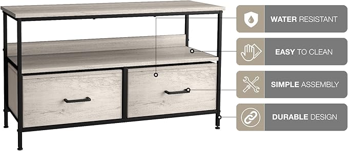 Sorbus TV Stand Dresser with 2 Drawers - Television Riser Chest with Storage - Bedroom, Living Room, Closet, & Dorm Furniture
