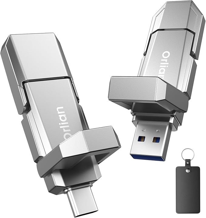 1TB External Portable SSD USB Solid State Drive Up to 500MB/s USB 3.2 Gen 2 Dual Drive Type C + USB A Solid State Thumb Drive for Phone/Android Laptops/Windows/Mac, Silver
