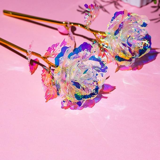 20PCS Artificial Colorful Flowers Galaxy Rose Crystal Flower Glass Rose Gifts for Wedding, Mother' s Day Memorable Days, Color A