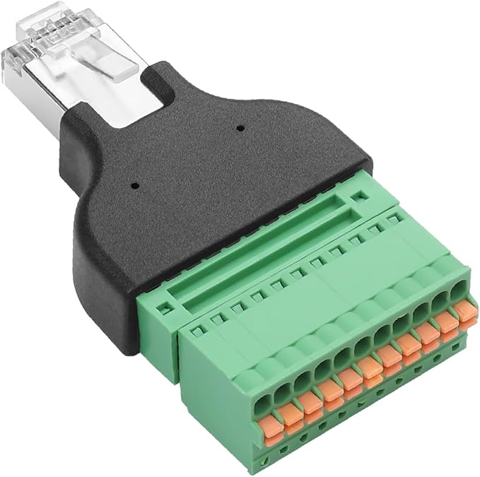 YAODHAOD RJ50 Quick Connect Solderless Adapter, RJ50 10P10C Male Jack to 10 Pin Spring Crimp Terminal Plug Connector for Cat7 Cat6 Cat5 Cat5e Ethernet Extender