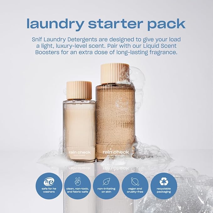 Snif Rain Check Laundry Detergent, Clean and Crisp Scent, 32 Loads, Non-Irritating to Skin, Clean, Non-Toxic, Vegan, Cruelty Free, 16oz