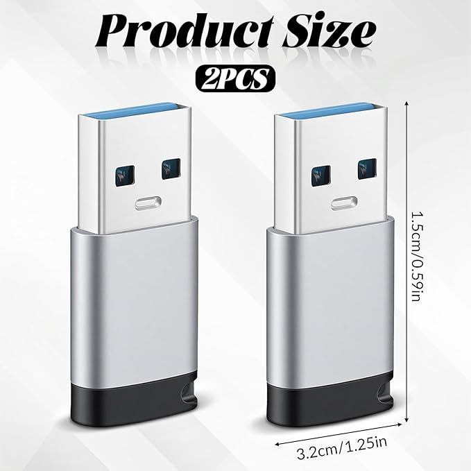 2 Pack USB C Female to USB Male Adapter, USB2.0 Converter, Type C to-USB a Charger Cable Converter for Laptop Car Charger Headphone Computer Hub