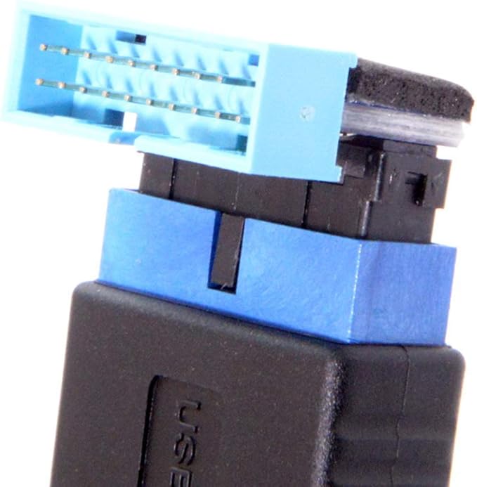 chenyang USB 3.0 Front Panel Header 19/20Pin Male to Female 90 Degree Down Angled Mainboard Header Gender Changer Connector Adapter