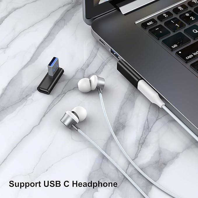 AreMe 90 Degree USB to USB C Adapter 4 Pack, Up and Down Angle, Left and Right Angle Type C Female to A Male Converter Extender for PC, Laptop, USB A Charger, Power Bank and More (Black)