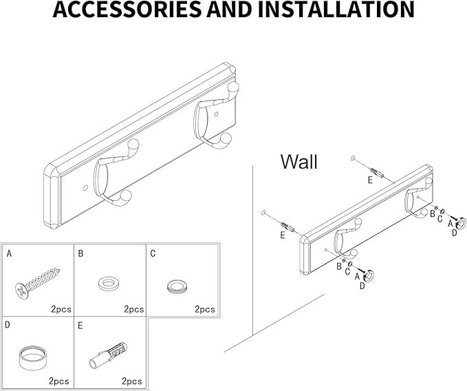 Wooden Coat Rack, Wall-Mounted Organizer for Closet, Entryway, Hallway, Foyer, Bedroom, Heavy Duty Double Hooks for Hanging Towels, Bags, Hats, Jackets, Key (White, 2 Hooks)
