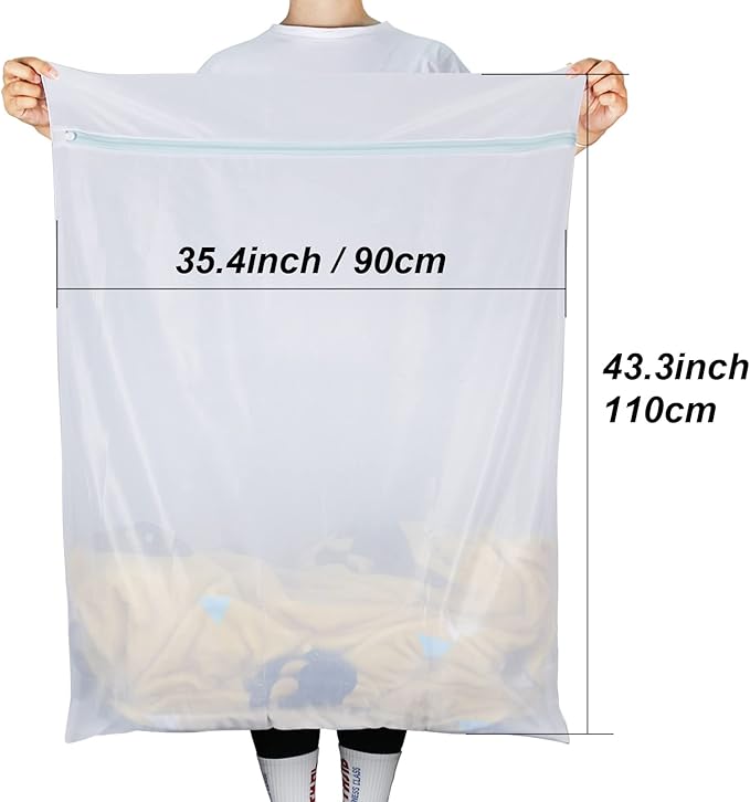 Tenn Well Extra Large Mesh Laundry Bags, 2 Pack 43 x 35 inch Jumbo Delicates Bag for Washing Machine, Large Mesh Bags for Delicates, Coats, Blankets, Bedding, Toys, Pet Items