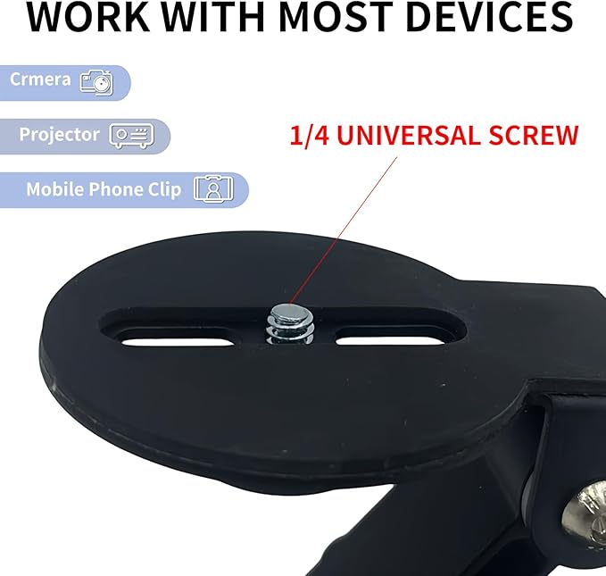 Projector wall Mount, Projector Stand Desktop and Ceiling Bracket with 1/4-Inch Screw, Adjustable 180-Degree Rotation, Dual Universal Joints, Stable Triangular Structure (Load-Bearing)