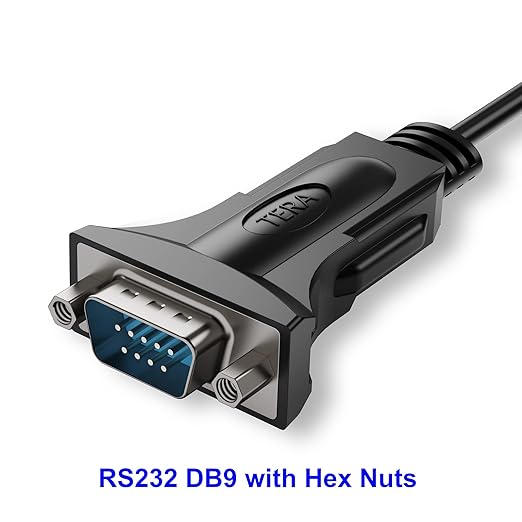 Tera Grand - USB C to RS232 Serial DB9 Adapter Cable with Hex Nuts and FTDI chipset, Supports Windows 11, 10, 8, 7, Vista, XP, 2000, 98, Linux and Mac, 6 Ft