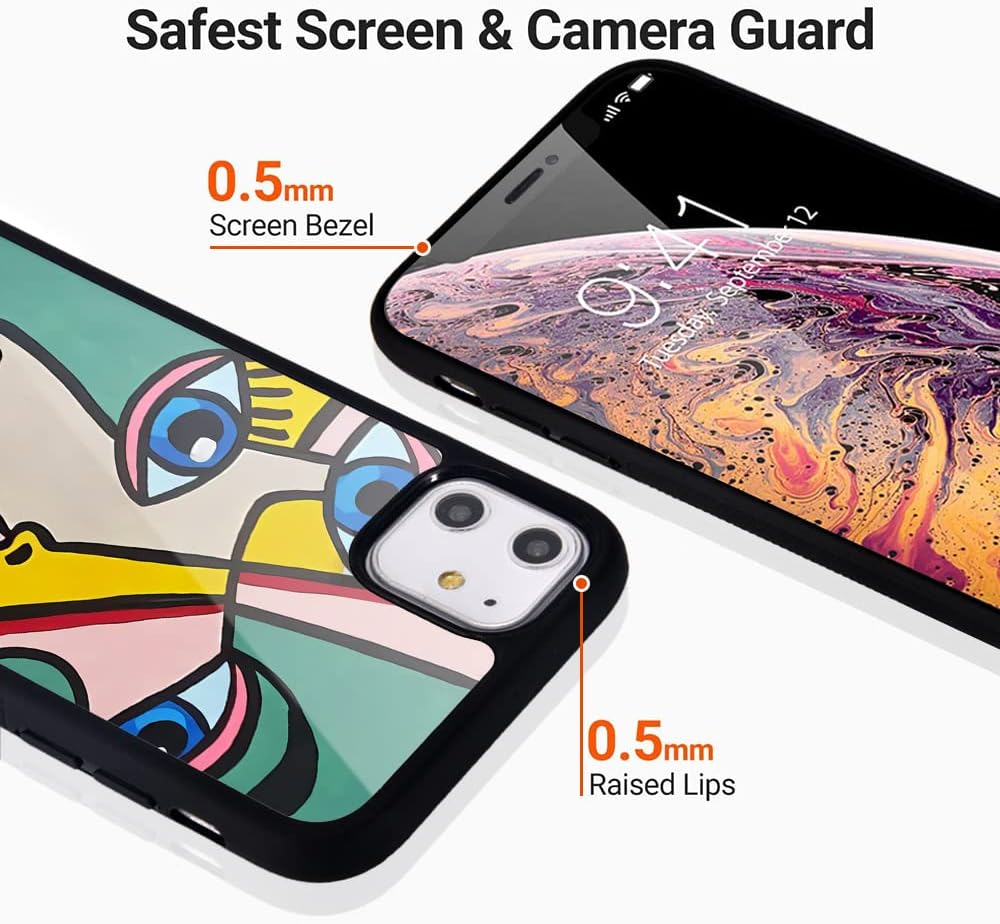 Idocolors iPhone 13 Abstract Phone Case - Colorful Art Design, Shockproof Soft Silicone, Scratch Resistant, Cute Girly