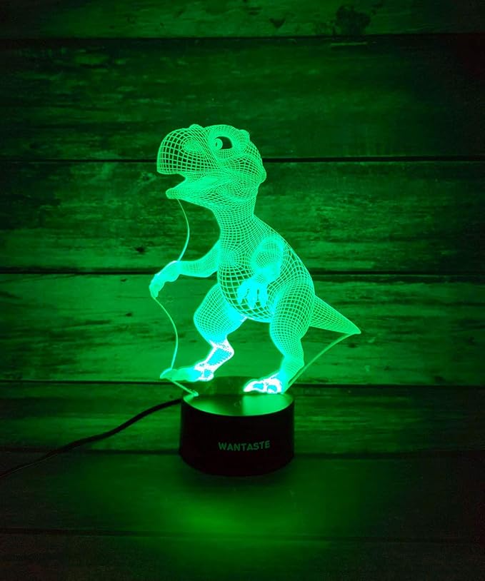 Dino 3D Decor Lamp with Remote, Dinosaur Toys for Girls Boys Room, 7 Colors Changing Night Light Bedside Gifts for Kids Baby