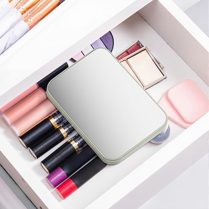 SHENLIU 12 Pack 8" Desktop Makeup Mirror, Portable Folding Vanity Mirror with Stand, 90° Adjustable High-Definition Glass 4 Colors for Travel Bathroom Women Beauty