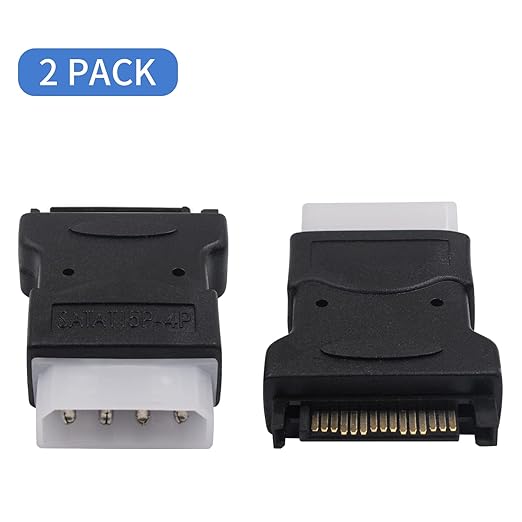 Duttek SATA to Molex Adapter, 15-Pin SATA to 4-Pin IDE Connector for Hard Drives (2 Pack)