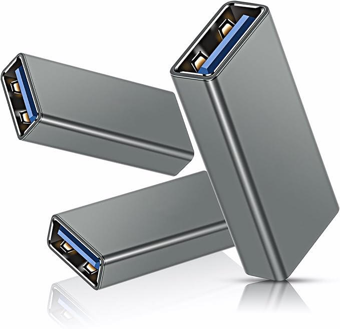 BASESAILOR USB Female to Female Adapter 3-Pack,USB 3.0 Coupler Extension Adapter Female to Female for Double Two Male Ends Connection Coupling Extension Connector