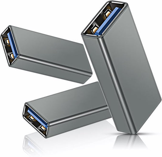 BASESAILOR USB Female to Female Adapter 3-Pack,USB 3.0 Coupler Extension Adapter Female to Female for Double Two Male Ends Connection Coupling Extension Connector