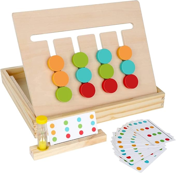 Montessori Preschool Learning Toys for Kids: Wooden Slide Puzzle Board Toys Color Shape Sorting Matching Brain Teasers Education Logic Game Gift for 3 4 5 6 7 Years Old Toddlers Child Boys Girls
