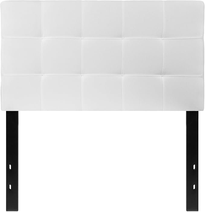 Flash Furniture Bedford Box Stitch Tufted Upholstered Twin Size Headboard in White Fabric
