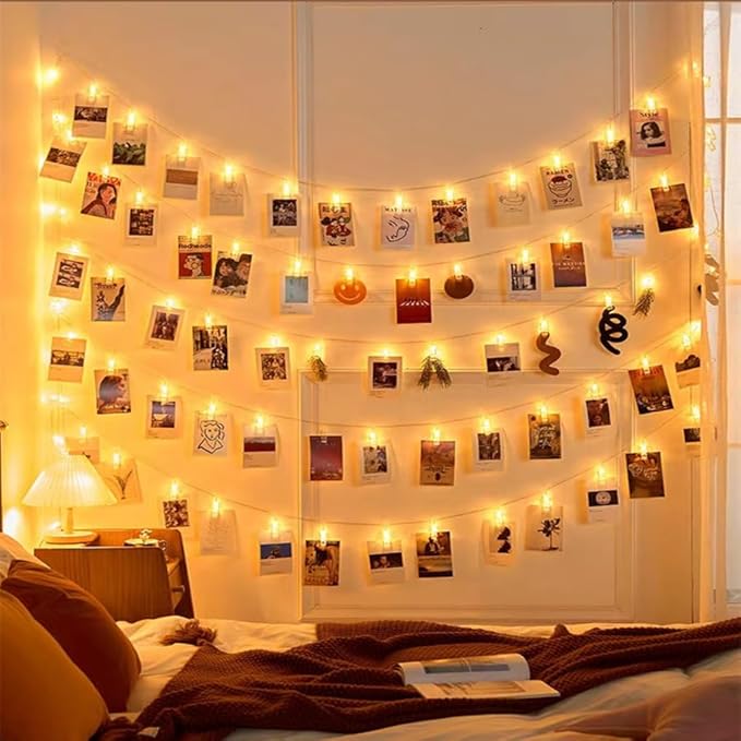 30 LED Photo Clip Fairy Lights LED Twinkle Lights Starry Lights for Home Halloween Thanksgiving Christmas Party Wedding Decor (10ft, Warm White)