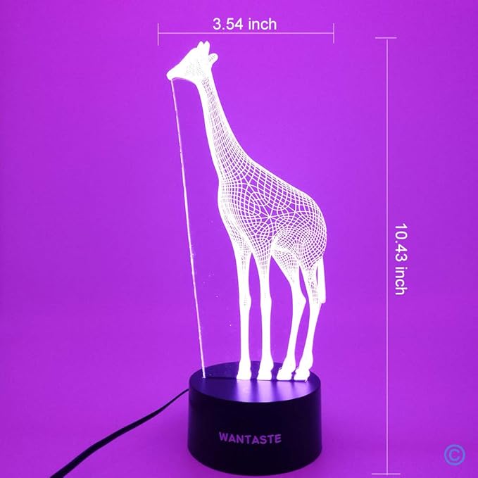 3D Giraffe Decor Lamp with Remote, 7 Color Changing Night Light Toys, Birthday Gift for Kids Girls Boys