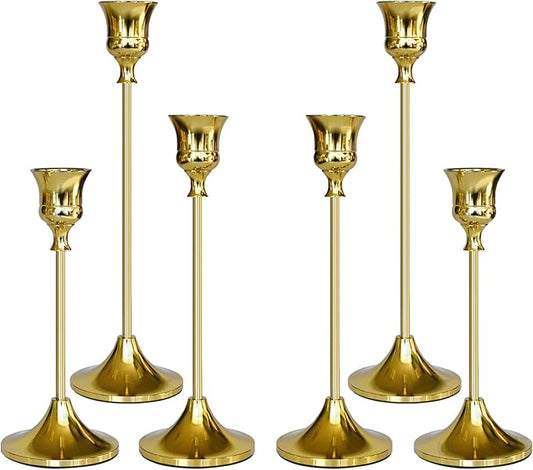 Candlestick Holders Gold, 6 Packs Taper Candle Holder for Candlesticks, Candle Sticks Holder Decor for Home Decor