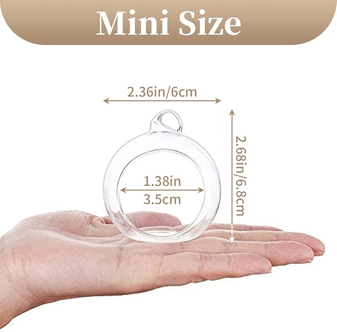 Sziqiqi Hanging Glass Globes Orbs Tea Light Candle Holders fillable with Trinkets for Wedding Ornaments, Wedding Birthday Christmas Party Centerpiece Accessory 2.36inch 30pcs +6 Extra