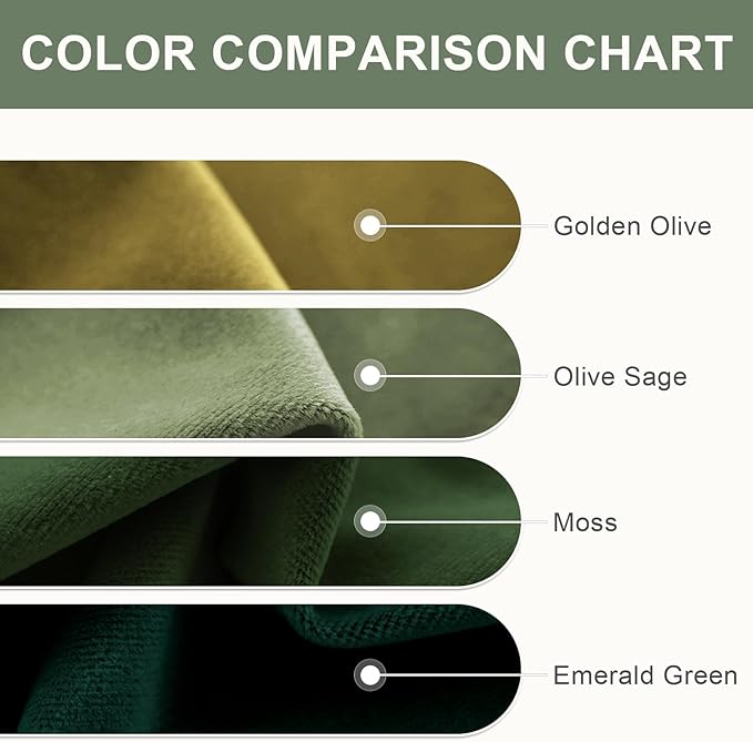 Lazzzy Velvet Blackout Curtains Thermal Insulated Room Window Drapes Super Soft Luxury Curtains for Living Room Bedroom Rod Pocket 2 Panels, Moss, 42" W x 84" L