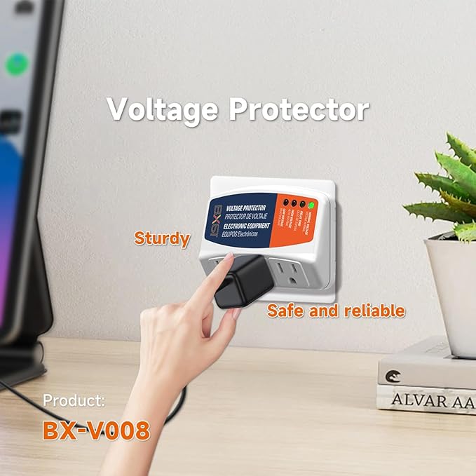 BXST Surge Protector 3 Outlet Power Voltage Protector for Home Protects Against High and Low Voltage Brownout Surge Protector for Refrigerator/TV/PC 15A, 120V, 1800W (1 Pack)