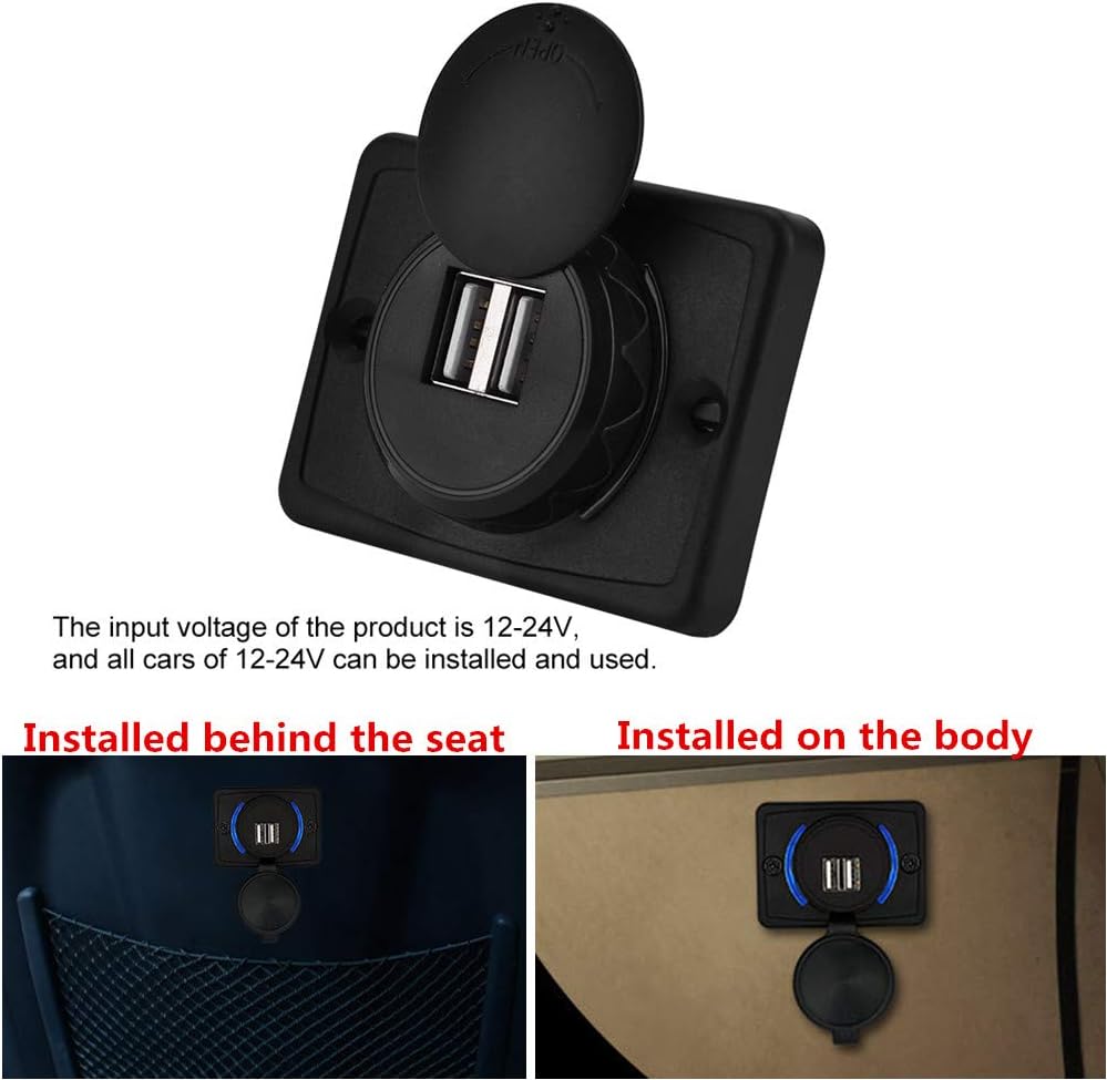 Marine 12v USB Car USB 3.1A Dual Black ABS Socket Outlet with LED Waterproof Car Accessories