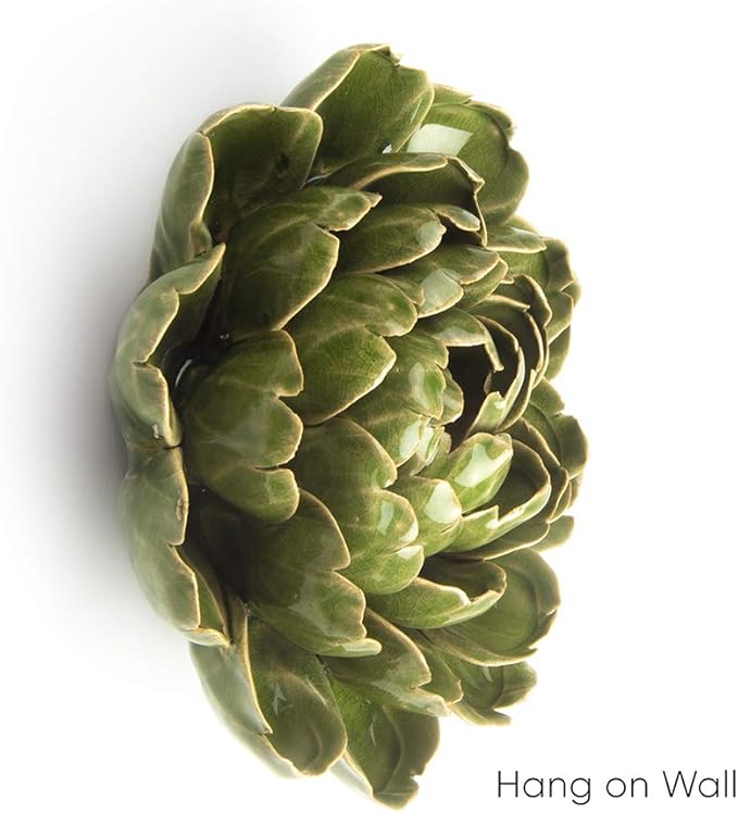 CHIVE ‘Coral’ Decorative Ceramic Flower — Beautiful & Unique Tablescape Piece — Large Floral Green Flower