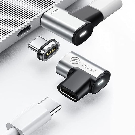 USB C Magnetic Adapter, (2 Pack) Magnetic USB C Adapter, 24Pins USB3.1 10Gbps Data Transfer 4K 60Hz Video PD 100w Charge Compatible with MacBook Pro/Air USBC Laptop