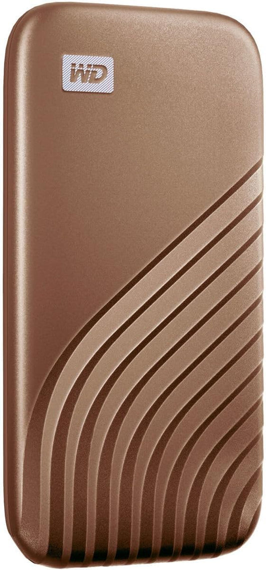 Western Digital 2TB My Passport SSD Portable External Solid State Drive, Gold, Sturdy and Blazing Fast, Password Protection with Hardware Encryption - WDBAGF0020BGD-WESN
