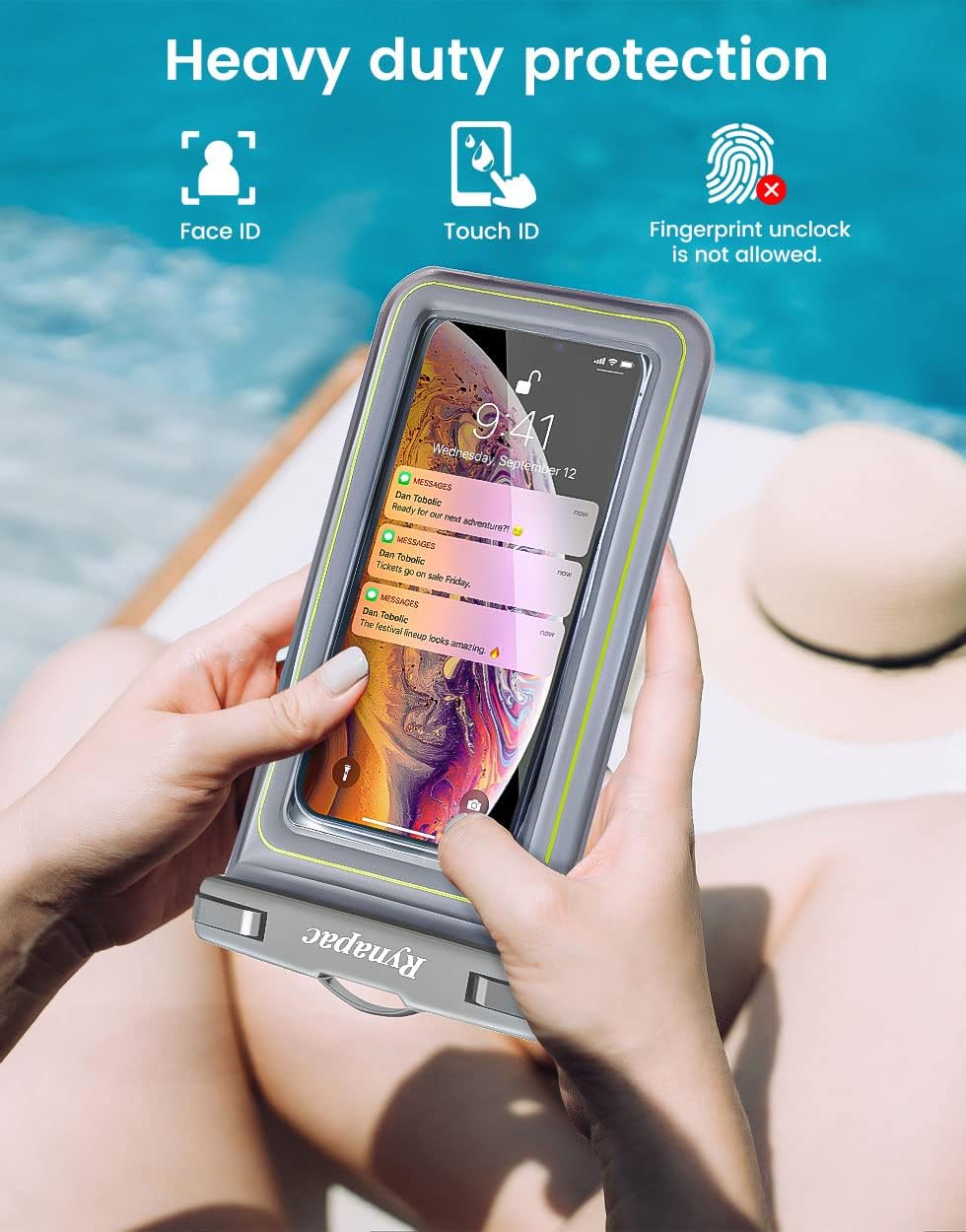 IP68 Waterproof Phone Pouch/Case, Floating Phone Case for iPhone 14 13 12 11 Pro Max XS Plus Samsung Galaxy, Beach