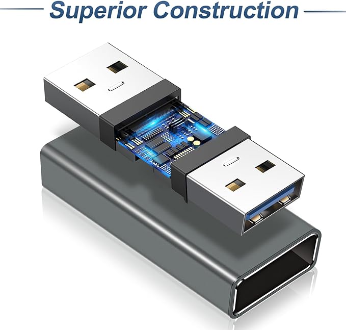 BASESAILOR USB Female to Female Adapter 3-Pack,USB 3.0 Coupler Extension Adapter Female to Female for Double Two Male Ends Connection Coupling Extension Connector