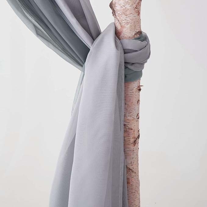 MIULEE Sheer Window Scarf Valance Voile Topper Long Window Treatment, Wedding Arch Drapes for Ceremony Canopy Bed, Swag Curtain Scarf Decoration One Panel, 54 x 144 Inches Long, Dark Grey