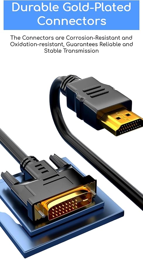 KUJOBUY HDMI to DVI Cable Adapter DVI to HDMI Cable Male to Male Adapter for TV X-Box One PS3 PS4 PS5 Gold-Plated DVID 24+1 Cord for Monitor Projector Laptop DVID Cord 6 FT